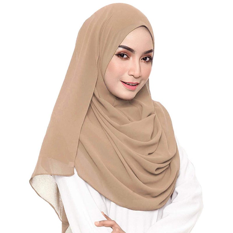 LMVERNA Lightweight Chiffon Scarf Solid Color Thick Chiffon Hijab Long Shawl Wrap Scarves (Nude) - Image 1